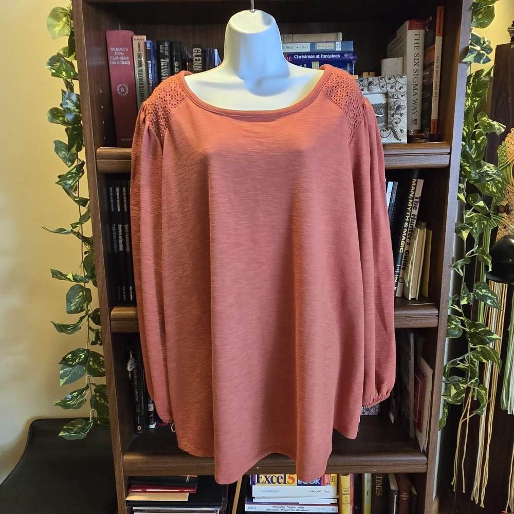 Lauren Conrad Rust Long‑Sleeve Top – Size 3X